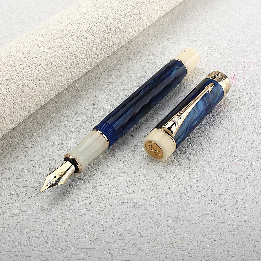 Jinhao 100 Centennial Resin Fountain Pen Starry Blue with Golden Clip EF/F/M/ Nib Ink Pen Business Office Writing Gift Pen Quake