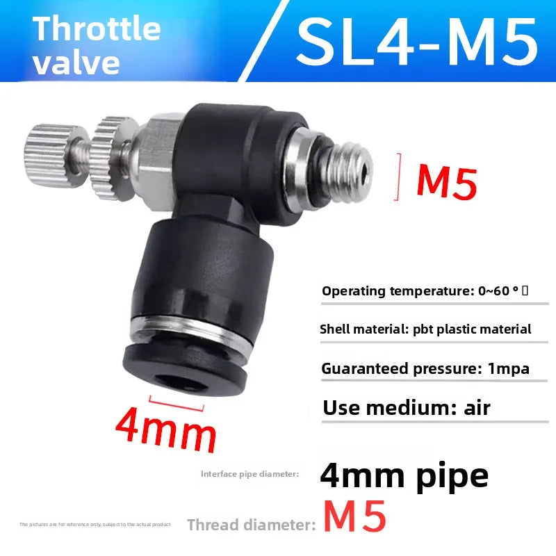 Pneumatic quick connect connector SL /SA 4 6 8 10 12mm M5 "1/8" 1/4 "3/8" 1/2 air speed regulating valve Accelerator valve Quake Black 12-04 (12mm-1l2) SL