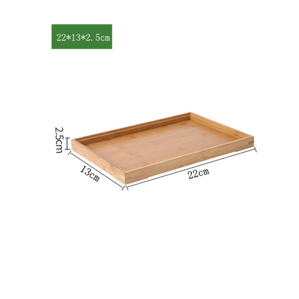 New Rectangular Storage Tray household Solid Wood Tea Tray Bamboo Water Cup Plate Home Living Room Quake 22-13-2.5cm