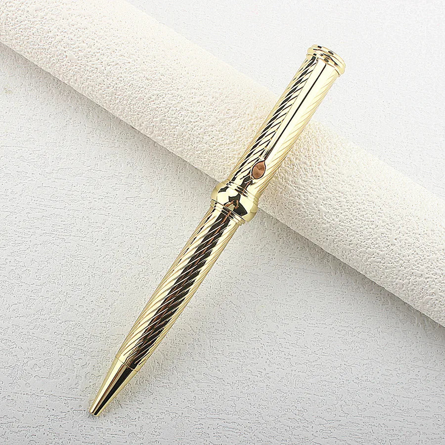 Luxury Metal Ballpoint Pen Spiral Texture Business Signature Pen 0.7mm Black Ink Smooth Writing Office School Stationery Gift Quake 3020-1
