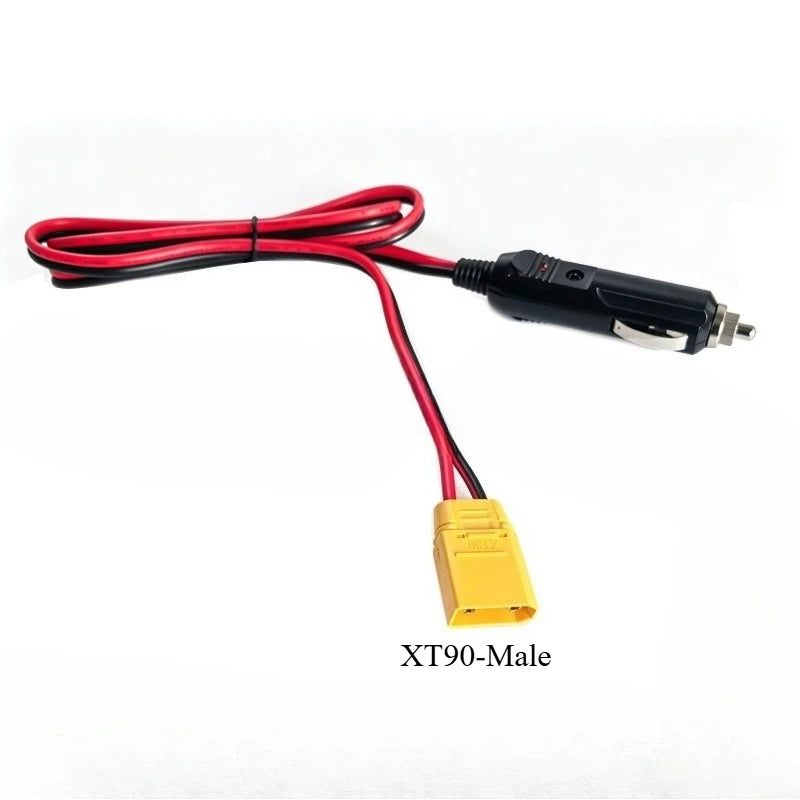 XT60I/90 to Cigarette Lighter Male Plug Conversion Wire 12AWG Heavy Duty Power Cable for Car RV Portable Power Station Charging Quake type2 With Light 0.5M