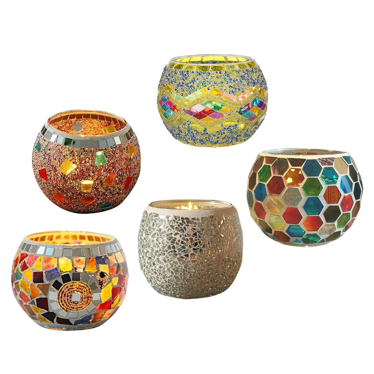Mosaic Tea Lights Holder Candle Holder Centerpiece Potted Plants Bowl Holder Quake