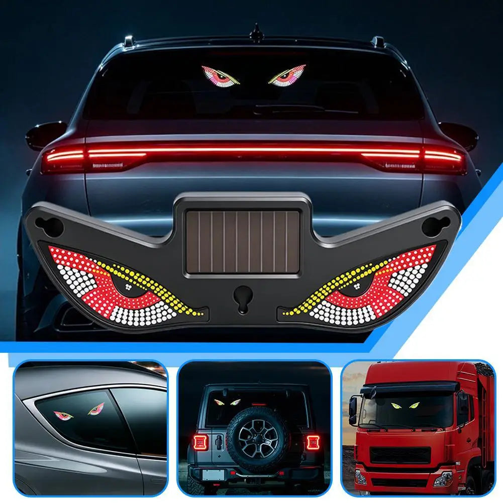 Solar Powered Car Neon Light Wireless LED Demon Eye Window Lamp Type C Rechargeable Suction Cup Interior Atmosphere Decor Quake