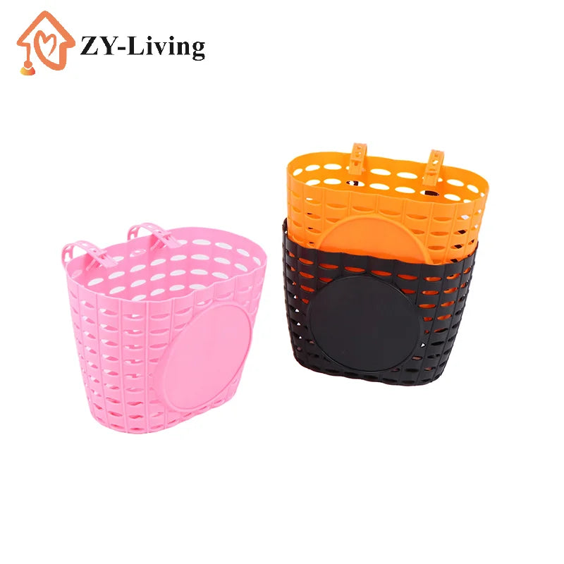 1pc Bicycle Basket Hollow Children Bike Tricycle Scooter Storage Front Handlebar Plastic Carrier Cycling Kids Riding Quake