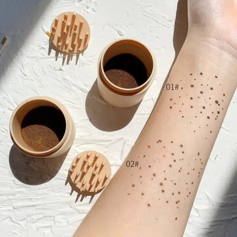 Bionic Vivid Freckle Pen, Soft Brown Stamp Air Cushion Freckle Removal Makeup Waterproof Spot Pen Dot Facial Body Painting Pen Quake