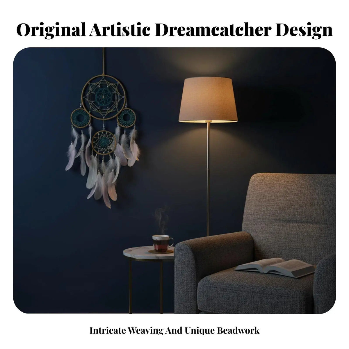 Decorative Velvet Iron Dreamcatcher Wall Hanging Boho Art for Bedroom Living Room Bedside Gift Quake