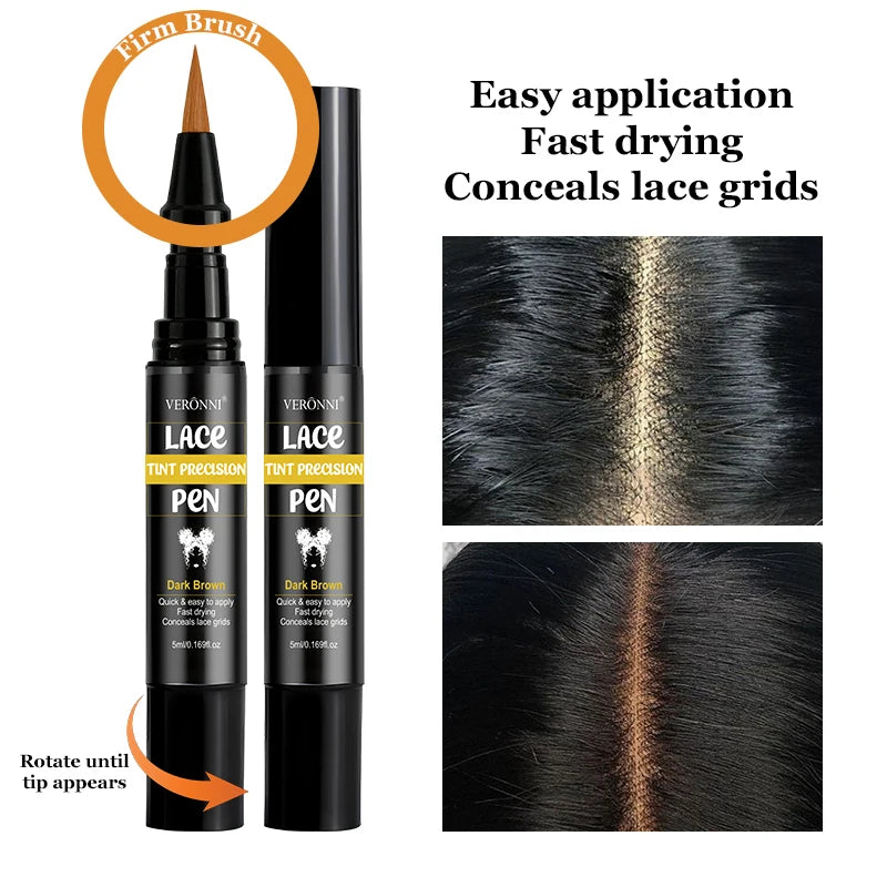 Lace Tint Pen Tinted Lace Precison for Wigs Long-Lasting Easy Apply Natural-Looking High Viscosity Hair Tint for All Hair Types Quake