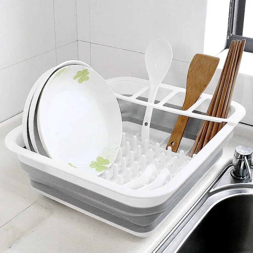 Foldable Dish Rack Kitchen Drain Rack Space Saving Cutlery Storage PP TPR Material Multifunction Sink Organizer Drying Rack Quake
