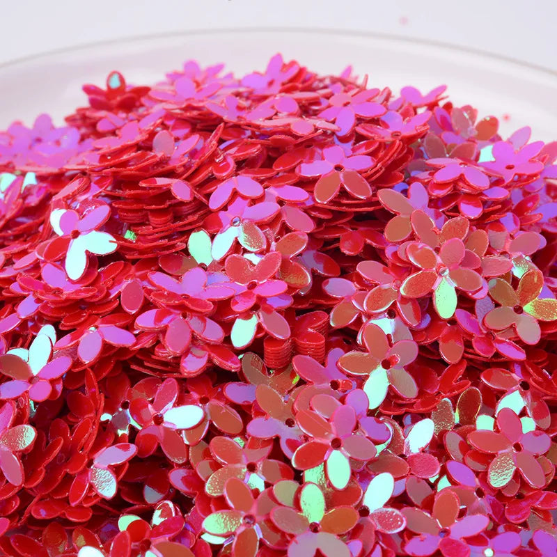 50g/500g Glitters Sequins Flower with Hole PVC Paillette DIY Wedding Sewing Process Clothing Craft Lentejuelas Accessories Quake 66 red 500g