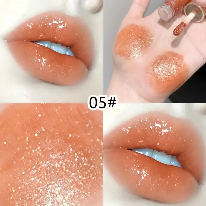 Moisturizing Glitter Lip Balm-Glossy Effect,Shimmering Lipstick with Heart Shaped Cap, Nourishing for All Skin Types Lip Makeup Quake 05