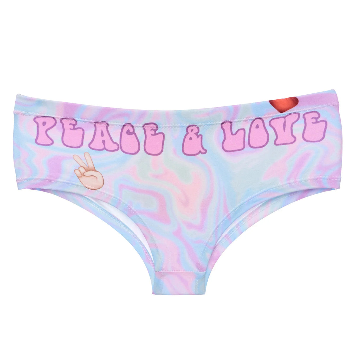 Women Panties 3D Print Seamless Panties Women Underwear ANGEL CAT Cartoon Print Lovely Push Up Briefs Lingerie Thong for Female Quake peace and love One Size 1pc