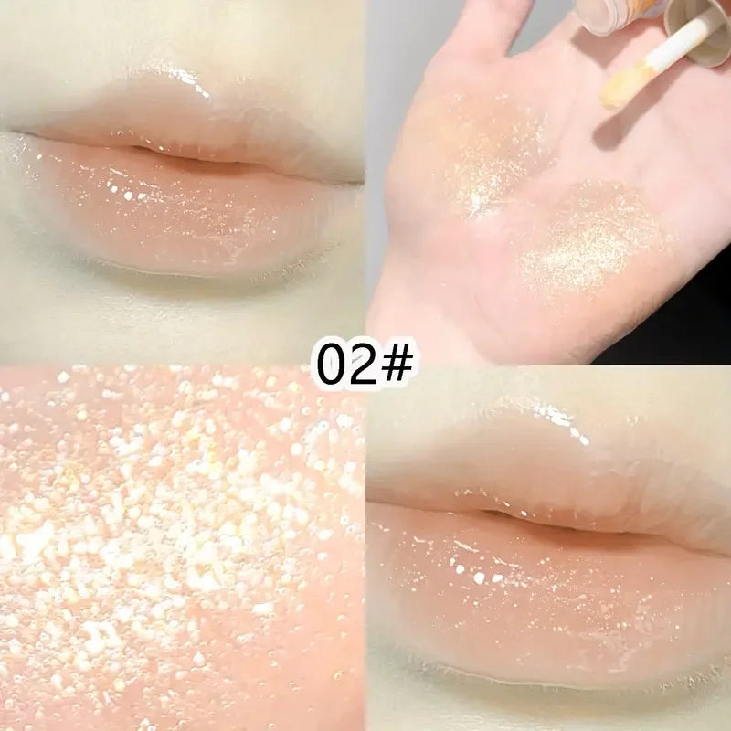 Moisturizing Glitter Lip Balm-Glossy Effect,Shimmering Lipstick with Heart Shaped Cap, Nourishing for All Skin Types Lip Makeup Quake 02