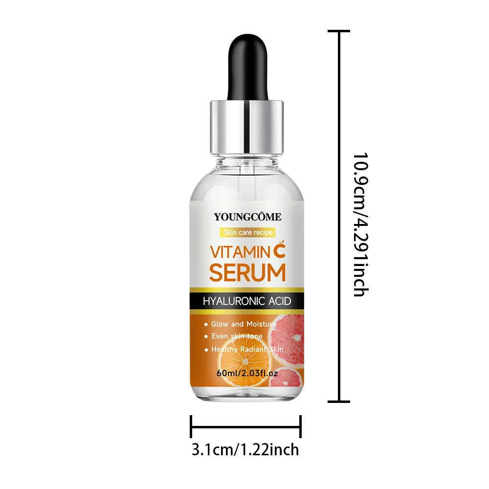 Vitamin C Facial Serum Anti Aging Whitening Brightening Dark Spots Freckle Remove Hyaluronic Acid Vitamin E 40ML /60ML 2025 Quake 60ML