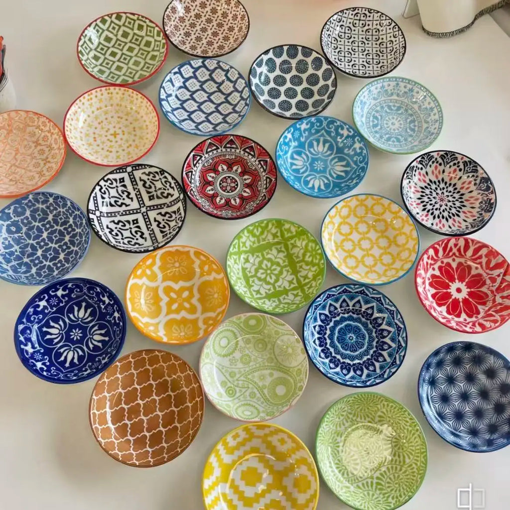 4/8/12 Bohemian-Style Ceramic Small Seasoning Plate, Soy Sauce Sauces, Randomly Dispatched with Patterns and Designs Quake