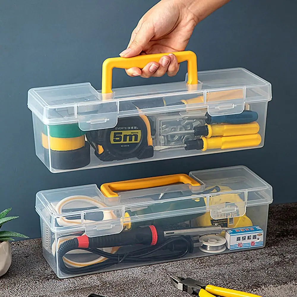 Multifuntional Plastic Hardware Tool Box Transparent Tool Organizer Tool Storage Box Toolbox Household Parts Box Quake