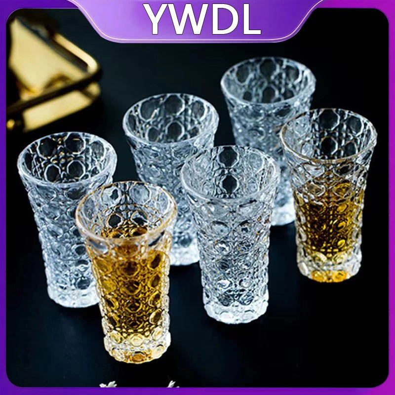 YWDL 6pcs Set Wine Glass Cup Vodka Whiskey Shot Glass Party Spirits Cup Espresso Coffee Mug Clear Cup For Sake Soju Brandy Quake