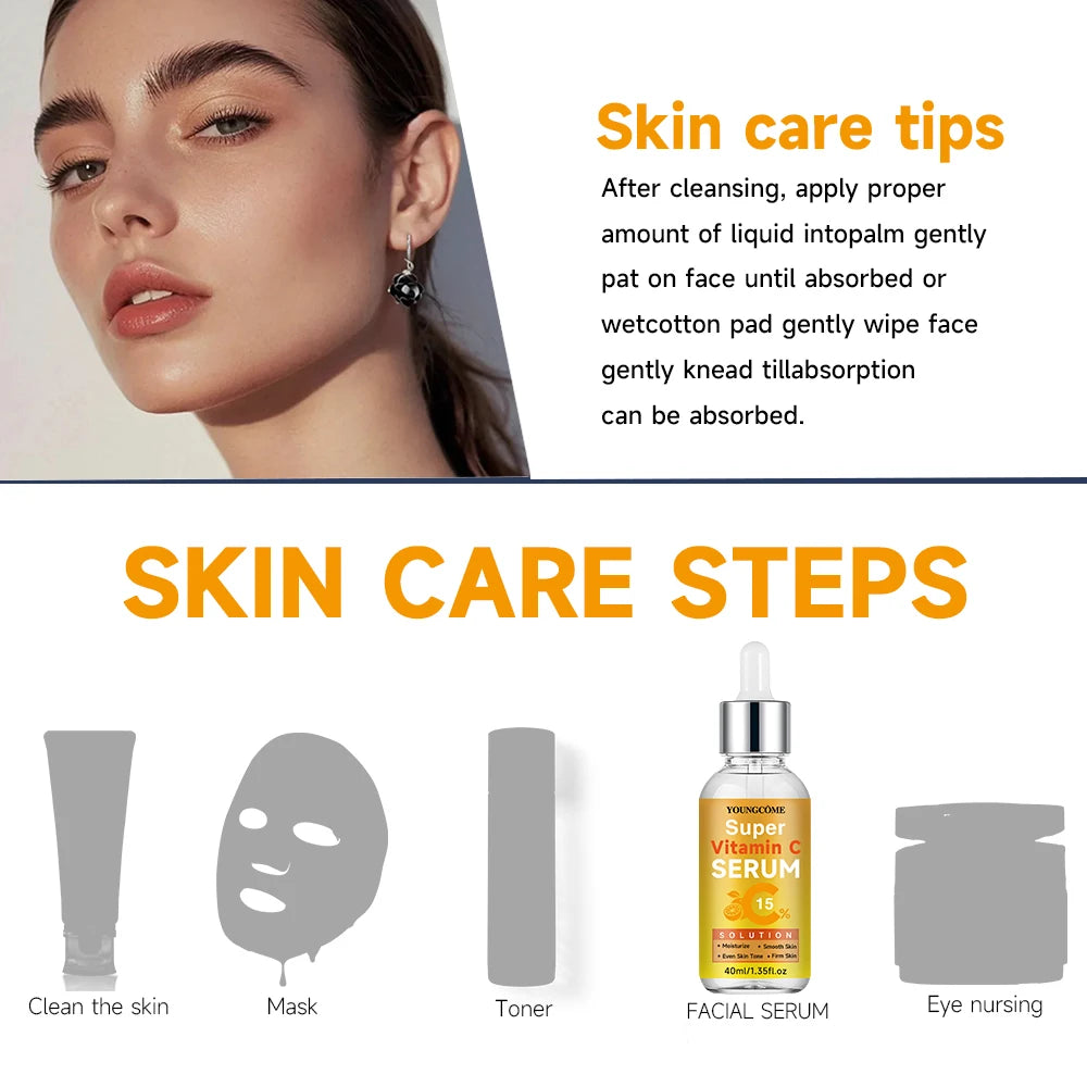Vitamin C Whitening Serum Remove Freckles Dark Spots Face Essence Fade Melanin Brighten Repair Dull Skin Care Quake