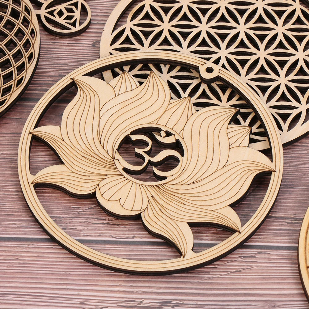 Wooden Wall Sign Flower of Life Shape Laser Cut Wood Wall Art Home Decor Handmade Coasters Craft Making Sacred Geometry Ornament Quake