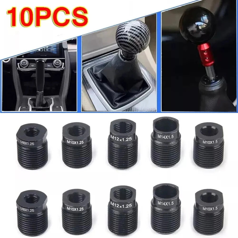Easily Upgrade Your Car\'s Interior with This Fitment 10Pcs Gear Shift Knob Thread Adapter Kit Made from Aluminum Quake