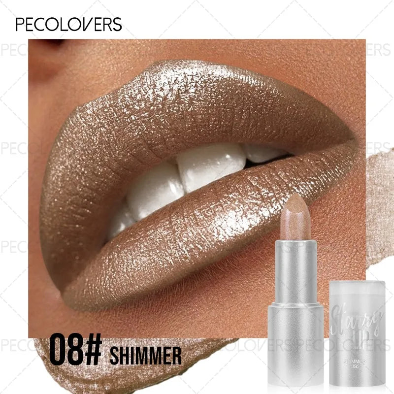 1PC Glitter Lipstick, Shiny and Charming Lips, Waterproof and Sweatproof, Suitable for Festival Makeup, Lip Cosmetics Quake 08