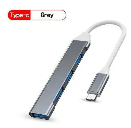 New USB 3.0 Hub 4 Port USB Hub High Speed Type C Splitter 5Gbps For PC Computer Accessories Multiport HUB 4 USB 3.0 2.0 Ports Quake Type C - grey