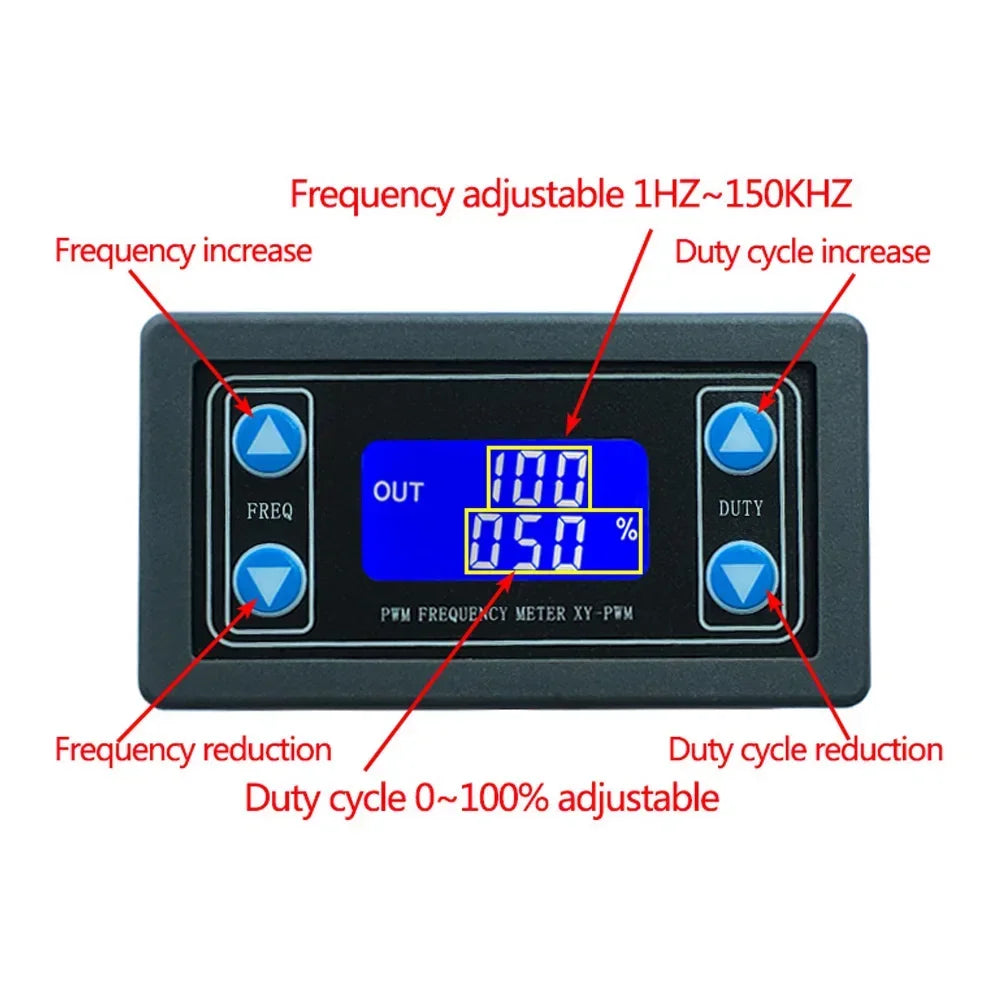 1Hz-150Khz Signal Generator PWM Board Module Pulse Frequency Duty Cycle Adjustable Module LCD Display 3.3V-30V 1Hz - 150Khz Quake