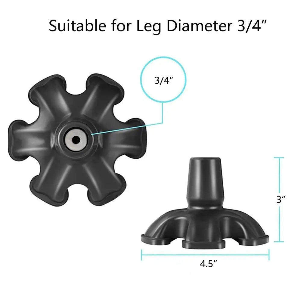 Portable 6 Support Cane Tips Universal Self-Standing Rubber Foot Replacement Rubber Cane Tip Walking Cane Tips Quake