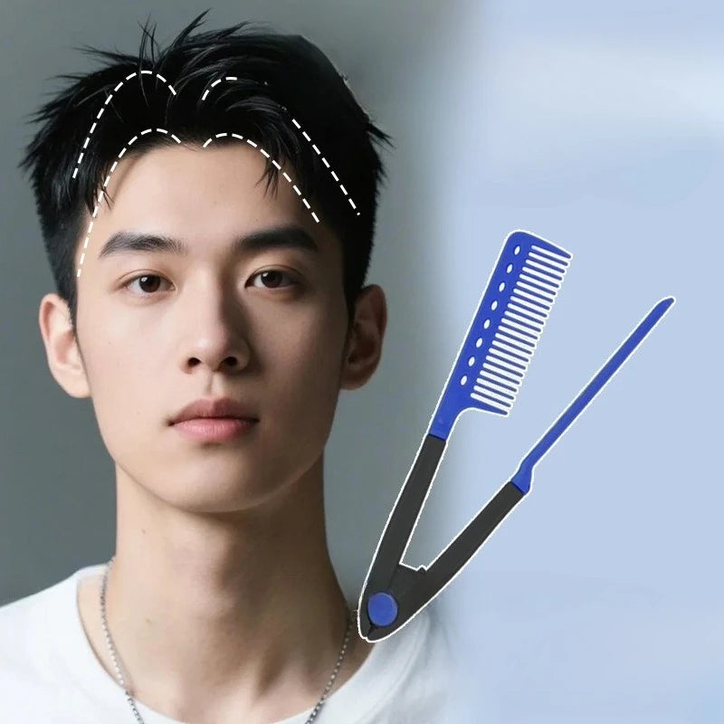 Plastic V-shaped Straight Hair Comb Salon Hair Straightener Quick Hair Styling Tools Portable Professional Hairdressing Comb Quake BE 23.5CM