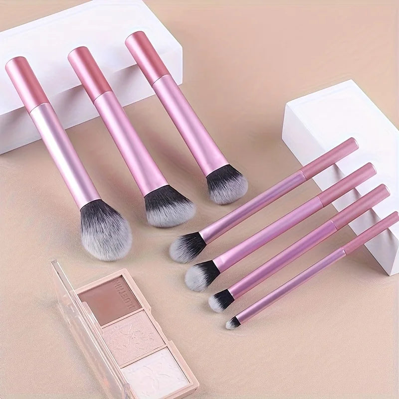7pcs Makeup Brush Set, Nylon Bristles, Complete Beauty Kit for Beginners to Pros Quake