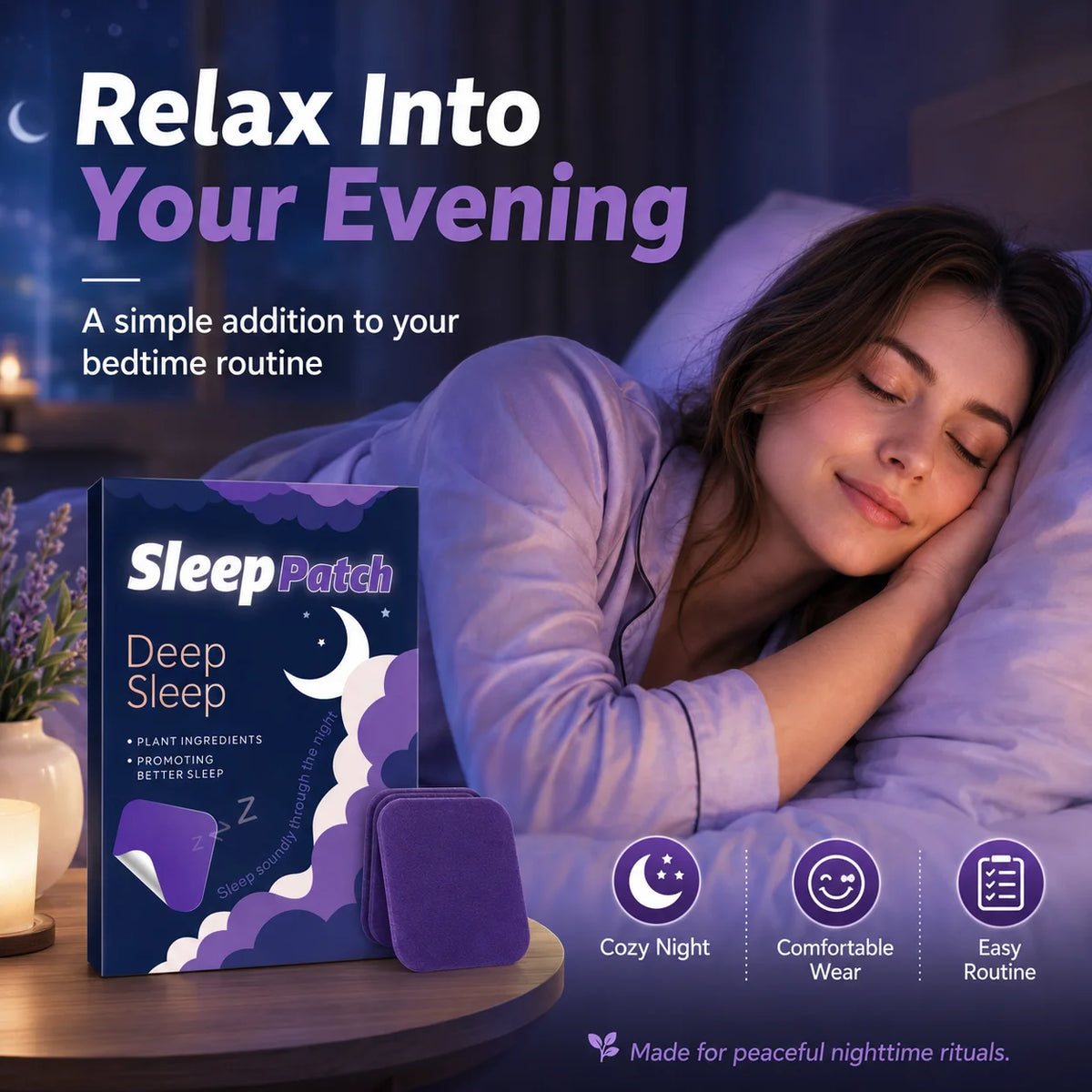 30PCS Sleep Patch Nighttime Wellness Patch Plant-Inspired Comfortable Night Patch for Bedtime Routine Travel Home Quake