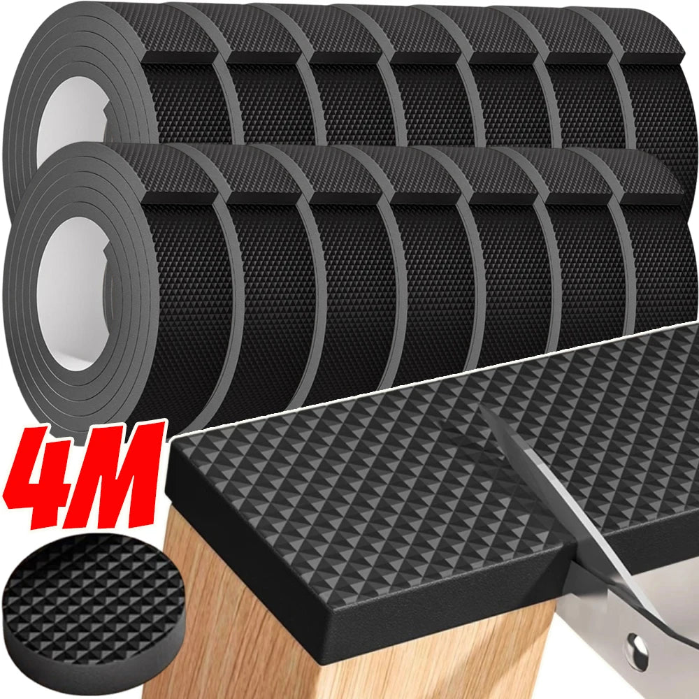 4/2M Anti-slip Furniture Pads DIY Wear-resistant Black Mute Mats Bumper Damper Self Adhesive Table Chair Foot Protection Pad Quake