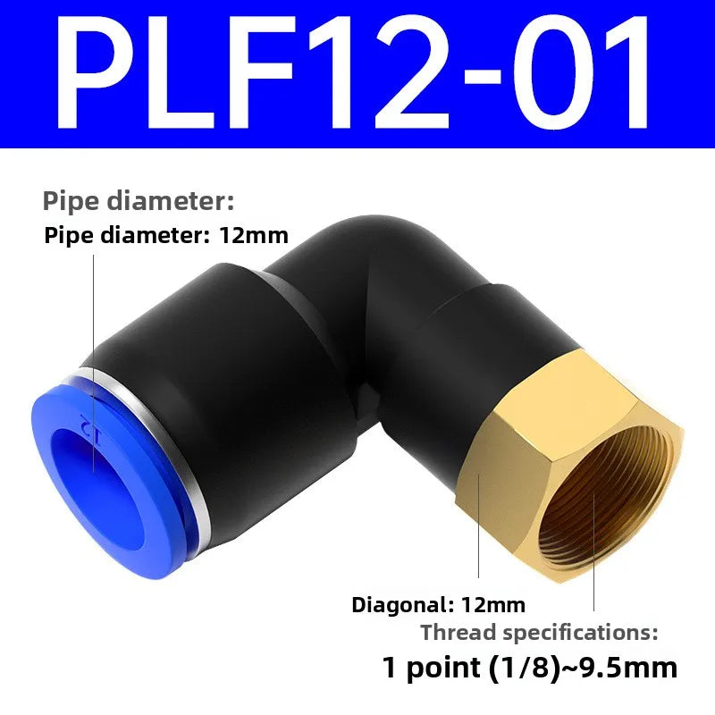 1pcs PLF Pneumatic Fittings Female Thread 1/8 1/4 3/8 1/2 Hose OD 4/6/8/10/12mm Air Elbow Connector Tube Push In Fittings Quake PLF12-01 1 Pcs