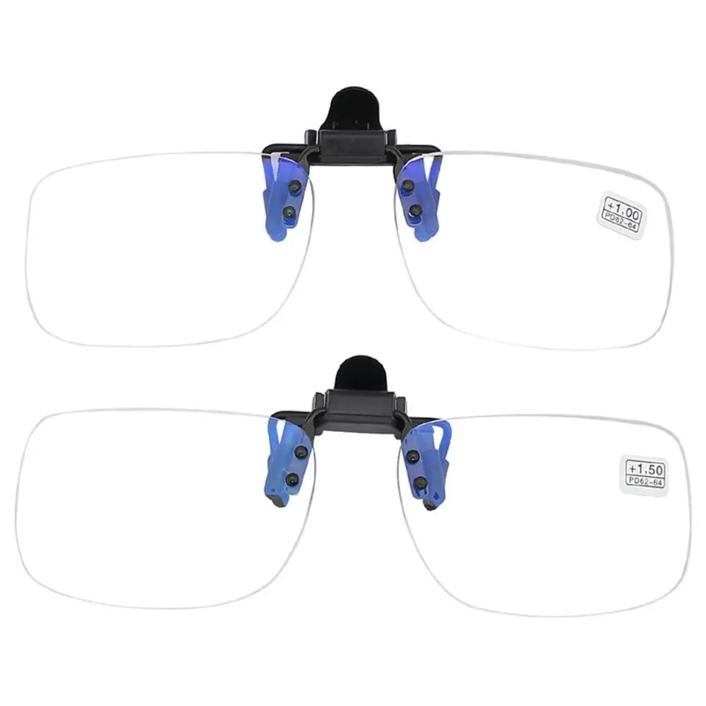 Ultra-light Clip Presbyopic Glasses Flip Up Down Rimless Reading Glasses Optical Lenses with Clip Magnifying Glasses For Reading Quake