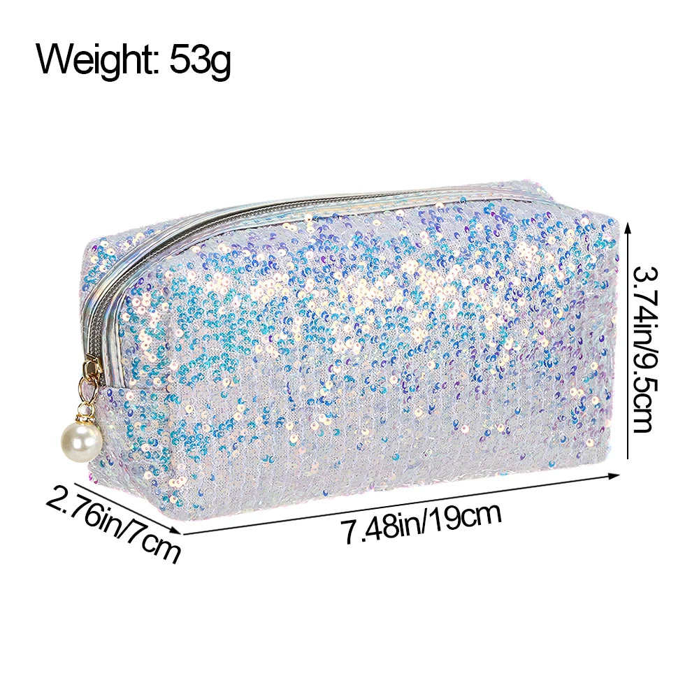Fashion Glitter Mermaid Sequin Makeup Bag High-capacity Reversible Double Color Cosmetic Bag Lazy Makeup Zipper Pouch Handbags Quake