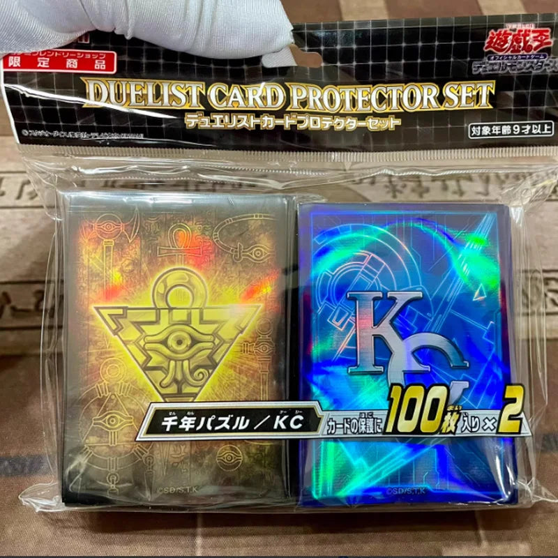 200pcs Yu-Gi-Oh! Sleeves Set Mixed Millennium Puzzle and KC Styles Official Anime Card Protectors for Kid Battle Game Collection Quake