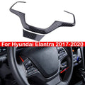 For Hyundai Elantra 2017-2020 Carbon Fiber Look Car Interior Steering Wheel Trim Cover Sticker Button Frame Molding Accessories Quake Default Title
