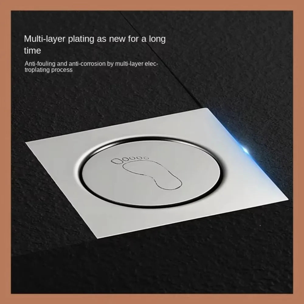 Useful Metal Press-Type Floor Drain Pedal Type Pop Up Bounce Sewer Floor Strainer Removable Square Drain Filter Quake