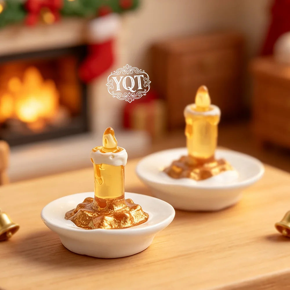 10pcs Christmas Santa Claus Candlestick Flatback Resin For Decor Miniature Food Play Ornament DIY Micro Landscape Accessories Quake