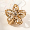Hollow Flower Hair Claw Clips Women Girls Crab Clip Floral Hair Claws Ponytail Holder Hairpin Barrette Vacation Party Headwear Quake 7.5cm gold