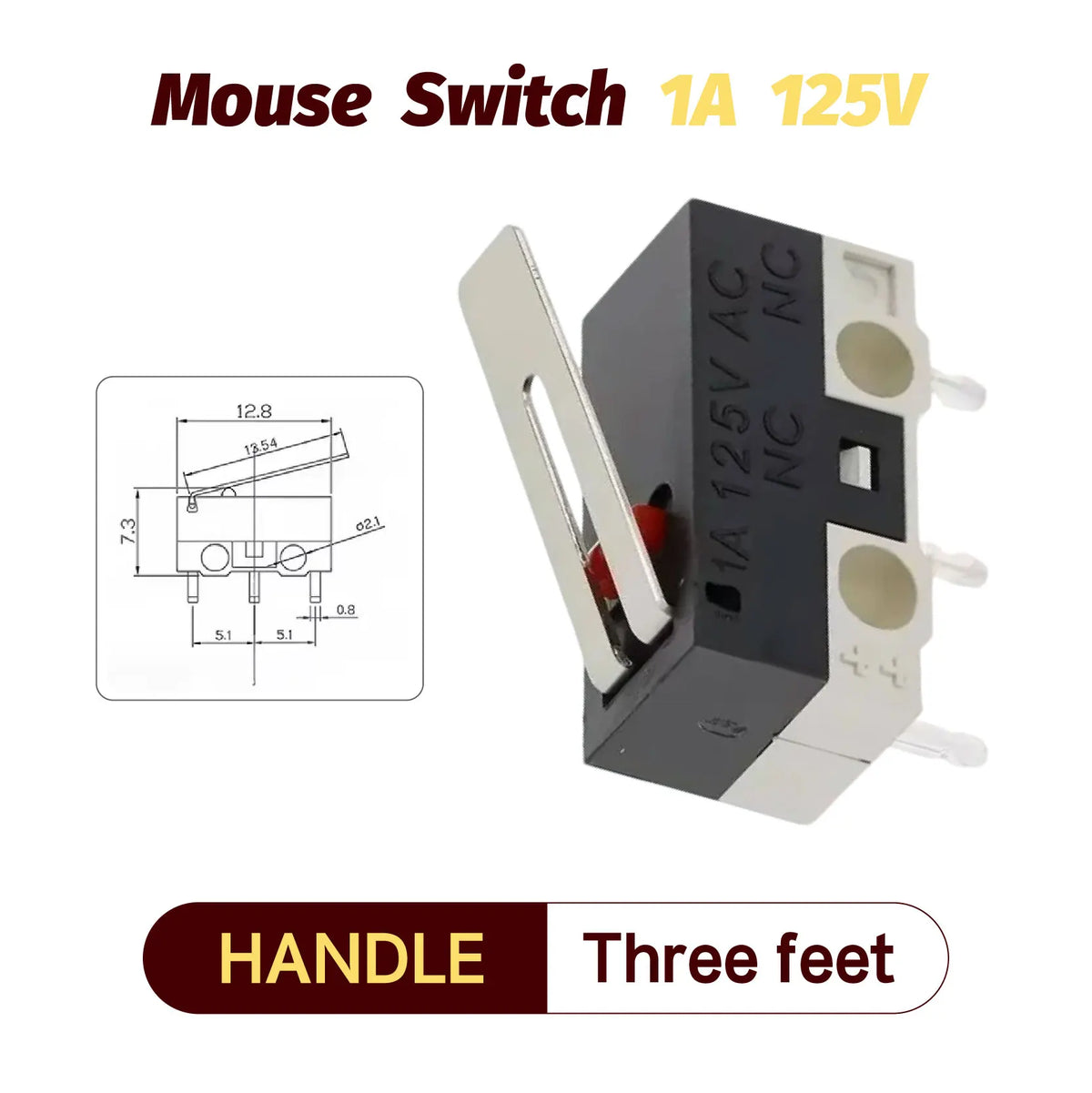 20/100/1000Pcs Micro Limit Switch Momentary Push Button Switch 1A 125V 3Pins SPDT Mouse Switch Quake HANDLE 1000PCS
