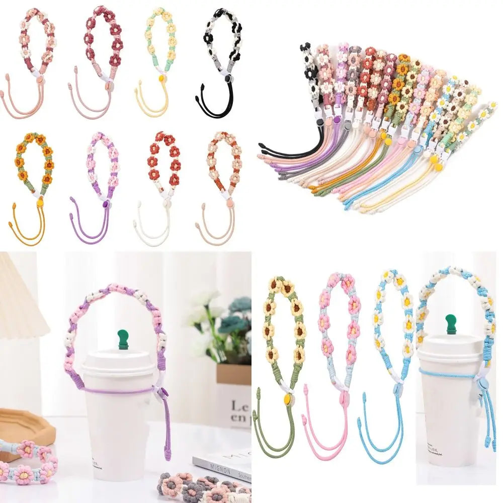 Portable Flower Water Bottle Handle Handmade Leakproof Packaging Strap Coffee Mug Accessory for Coffee Milk Tea Cup Quake