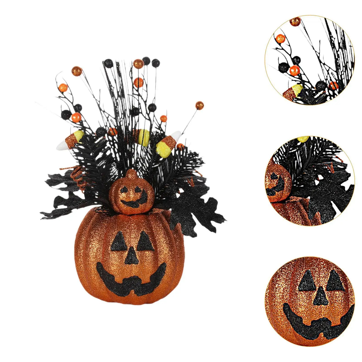 Pumpkin Flower Pot Statue for Home Decor Gift Halloween Figurine for Hallway Housewarming Indoor Living Room Table Centerpieces Quake