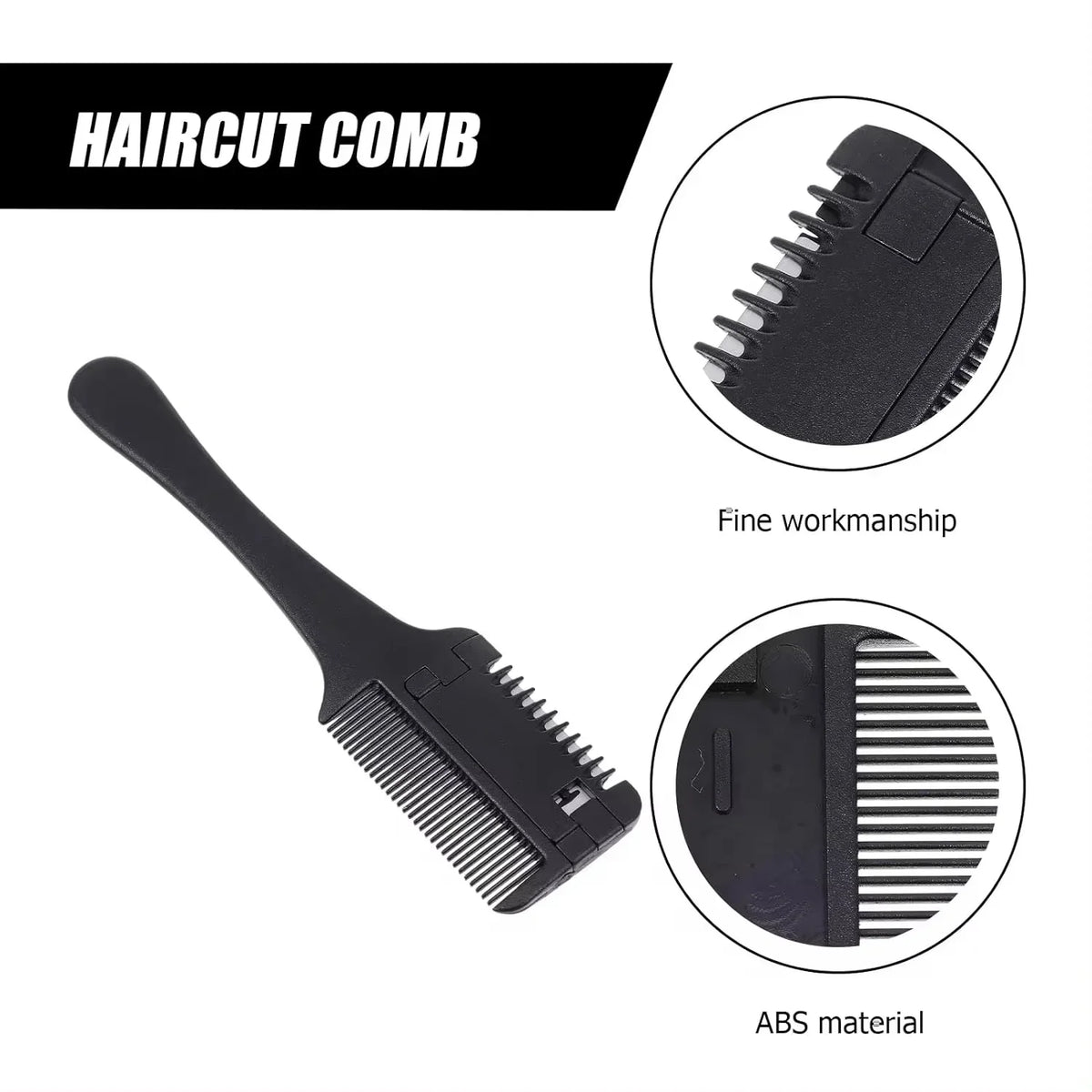 vvocci Stainless Steel Self-Cutting Bang Trimmer with Double Thinning Comb – Portable Salon & Home Hair Clipper with Edge Blade Quake