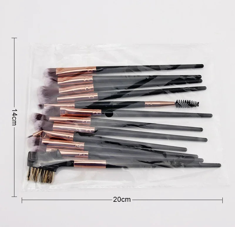 12Pcs/Set Multi-type Makeup Brushes Eye Shadow Eyeliner Eyebrow Eyelash Blending Mixing Make up Brush Portable Cosmetic Tool Quake Black