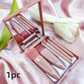 Mini Makeup Brush Set With Mirror Case Portable Travel Cosmetic Brushes Soft Synthetic Bristles Facial Quake 1pc
