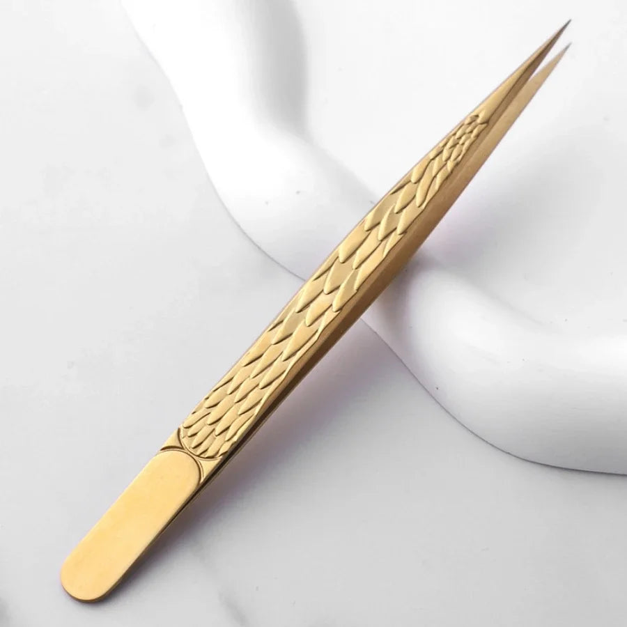 1pc Straight Pointed Tweezers Isolating Tweezers Eyelash Extensions Tip Tweezers Lash Tweezers Pointed Blackhead Remover Quake M379 Gold