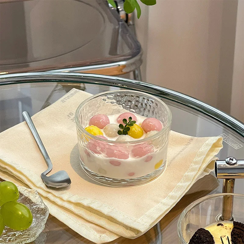 YWDL 4pcs Clear Glass Mini Bowls Set Kitchen Desserts Bowl Home Dips Sauces Pudding Fruit Charcuterie Boards Bowls For Meal Prep Quake