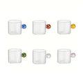 6pcs Espresso Cups with Ball Handle Mini Coffee Cups Heat Resistant Teacup Glass Drinking Mug Drinkware 100ml/3.38oz Quake Mixed 6pcs 51-100ml