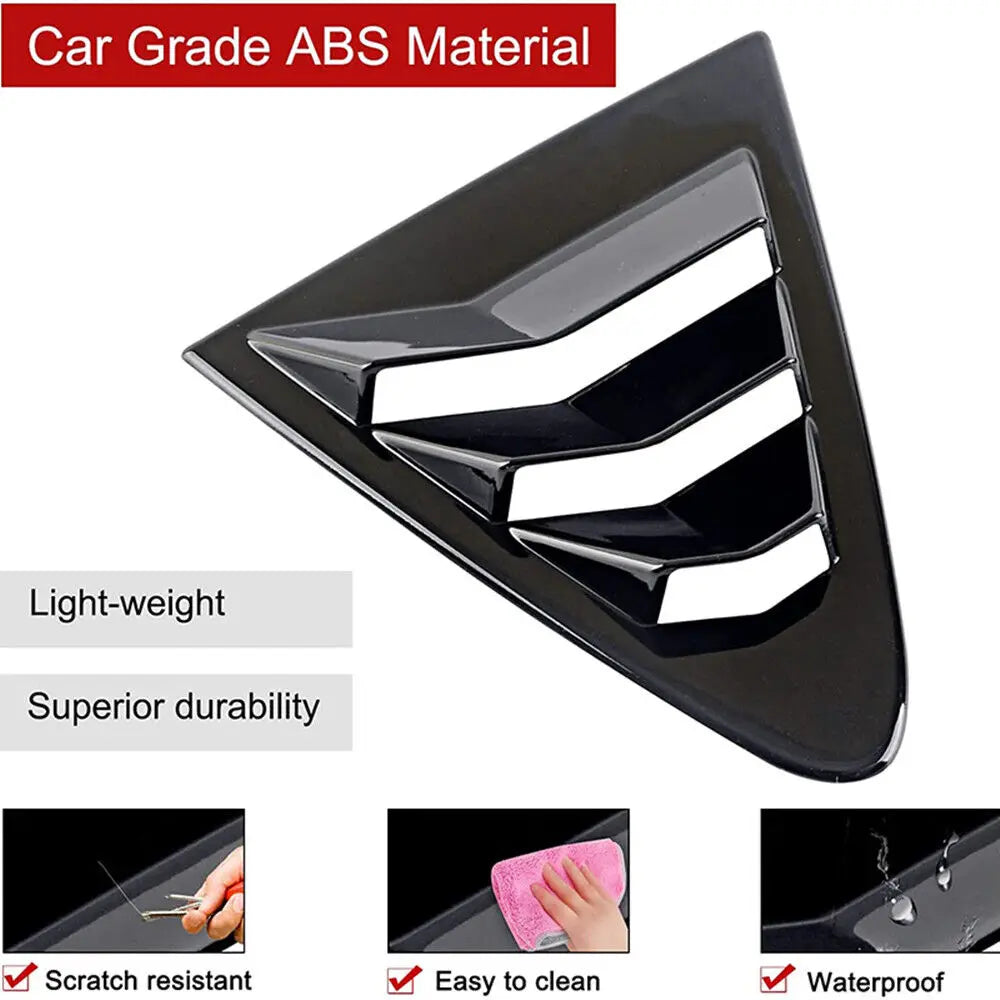 For Toyota Corolla Sedan 2019-2023 Car Rear Louver Window Side Shutter Cover Trim Sticker Vent Scoop ABS Carbon Fiber Black Quake