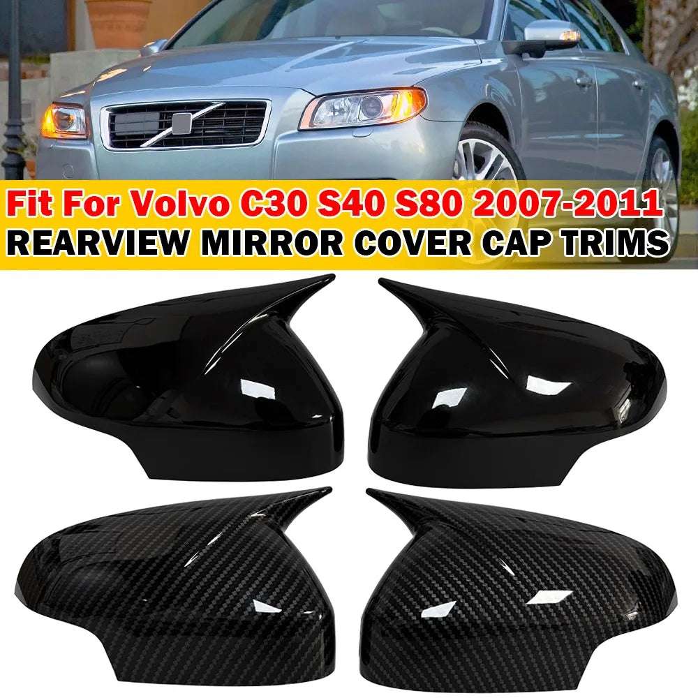 For VolVo C30 S40 S80 2009-2012 Car Sticker Rearview Side Mirror Cover Wing Cap Exterior Case Trim Accessories Vehicle Decor Quake